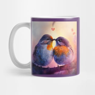 Cute Robins embrace each other in love- valentines day gift Mug